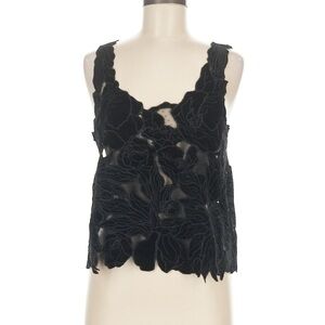 Anthropologie Black Floral Tank Top